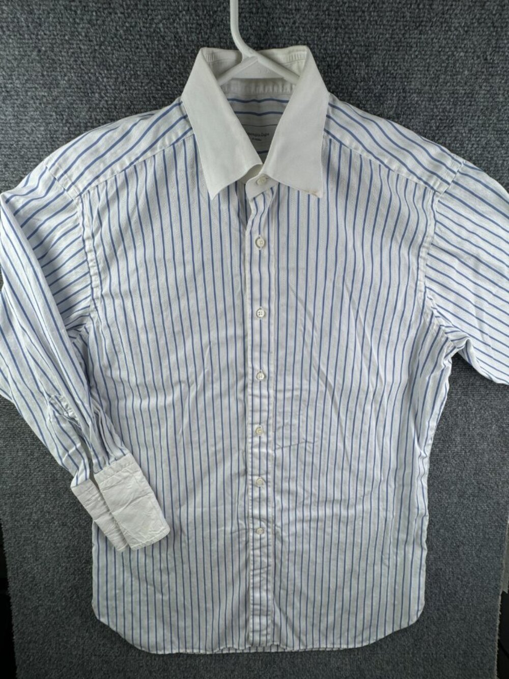 Ermenegildo Zegna Su Misura Striped Blue Long Sleeve Button Up Shirt Spain 15.75